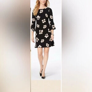 FINAL PRICE NWT Floral TOMMY HILFIGER BLACK SILKY KNIT DRESS
